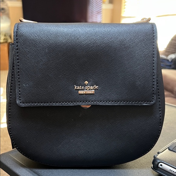 kate spade Handbags - Kate Spade Black Crossbody Bag with Gold Accents